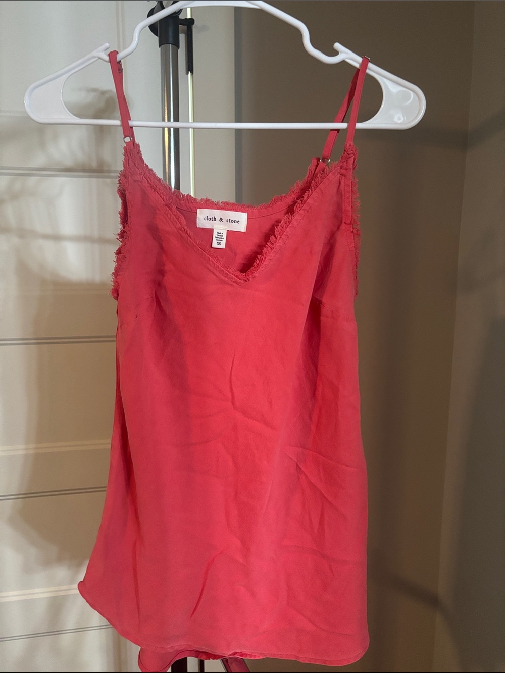 cloth & stone Coral Pink Frayed V-Neck Camisole